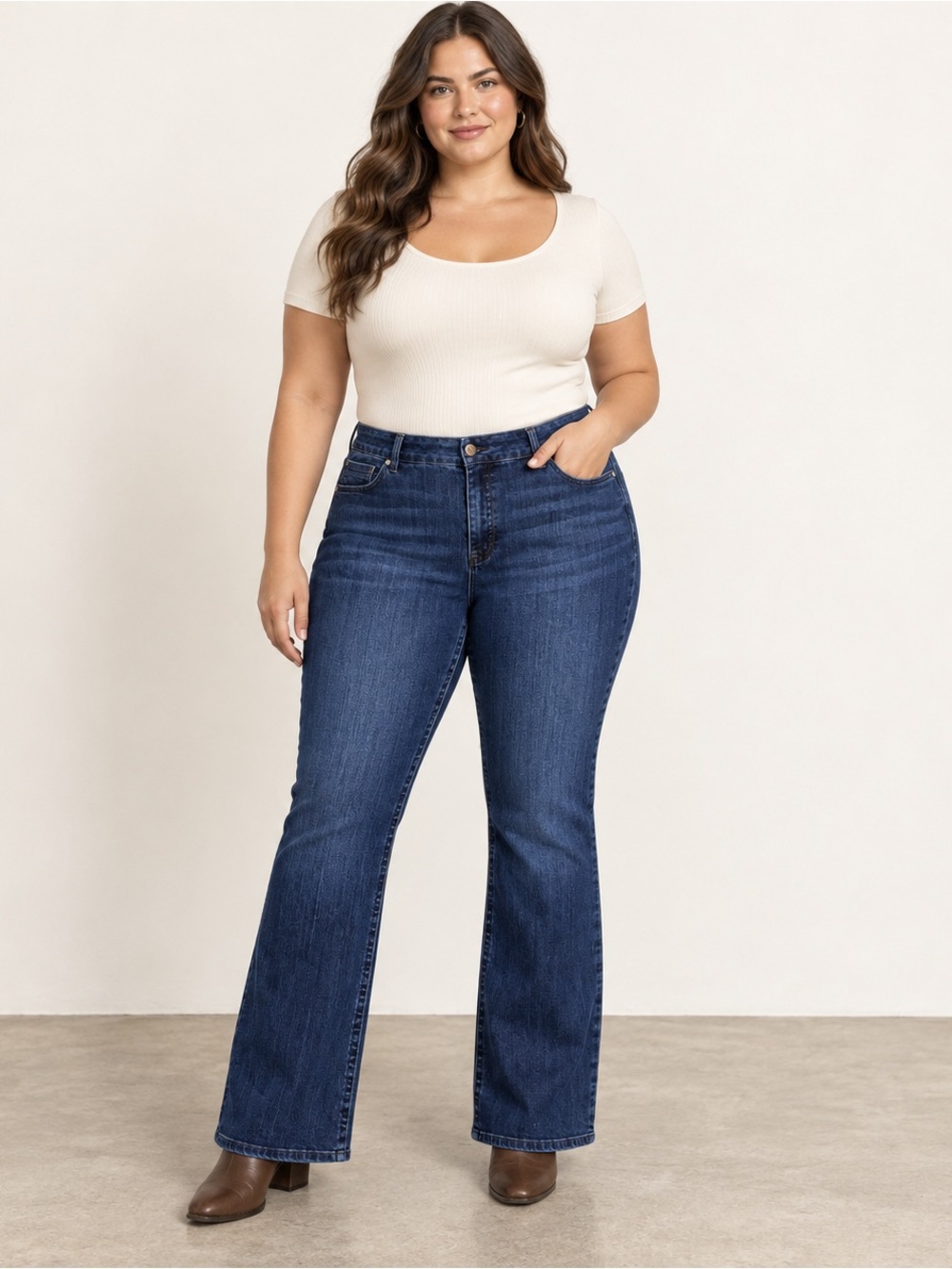 Seven7 High Rise Bootcut Jeans Size 18W Dark Wash Stretch